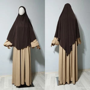 Maksi Boy Sandy Sufle Khimar Hazır Hijab Eşarp Kahverengi