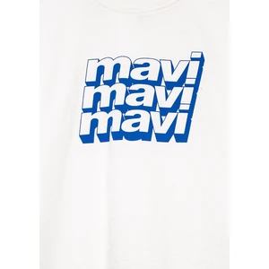 Mavi Logo Baskılı Ekru Tişört 6610284-70057