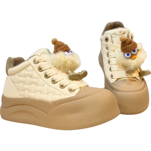 Kadın Kar Canavarı Aksesuarlı Bağcık Kapamalı Peluş Iç Astarlı Bilekte Casual Ayakkabı