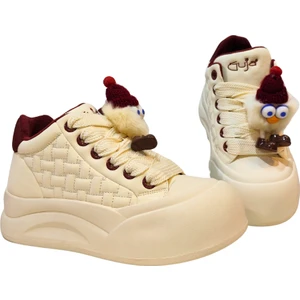 Kadın Kar Canavarı Aksesuarlı Bağcık Kapamalı Peluş Iç Astarlı Bilekte Casual Ayakkabı