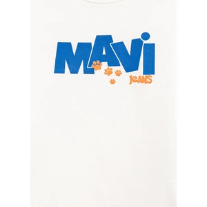 Mavi Pati Baskılı Ekru Tişört 7610362-70057