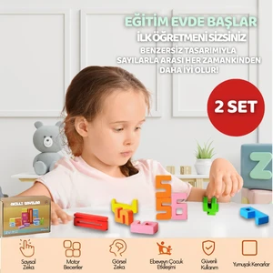 Eğitici Oyuncak Montessori Ahşap Sayı Blokları – 3 4 5 Yaş Okul Öncesi Matematik & Yapı Seti 20 Adet