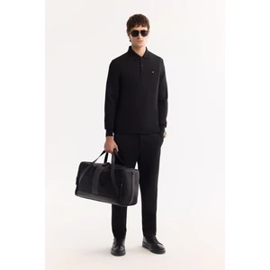 Avva Erkek Siyah 2 Düğmeli Pamuklu Polo Yaka Slim Fit Sweatshirt B001080