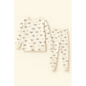 Çocuk Koala Desenli Pijama Takımı Ekru