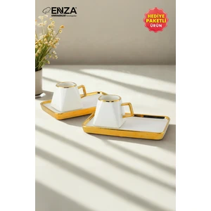 Amber 2'li Porselen Kahve Fincanı Takımı 90 ml Gold