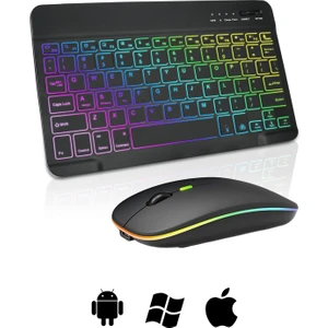 Rgb Tablet ve Telefonlar Için Bluetooth Klavye ve Mouse Set - AL7815 Siyah
