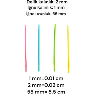 100 Adet 5.5 cm Boyutlarında İnce Karışık Plastik Yün Boncuk İğnesi Çocuklar İçin Eğitici İğne