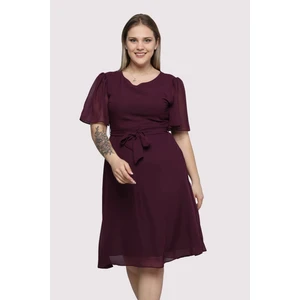 Kadın  Büyük Beden Melek Kol Midi Boy Şifon Elbise 4257-110