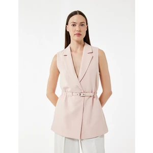 Kemerli Kruvaze Uzun Blazer Yelek