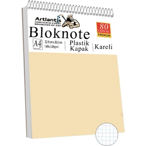 Telli Masaüstü Not Defteri Kareli A4 1 Adet Masa Üstü Plastik Kapaklı Spiralli Bloknot Blocknote 80 Yaprak Okul Ofis