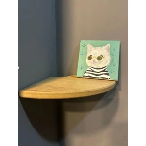 Yuvarlak Köşe Raf, Rafın Kesik Köşesi, Ahşap Yüzer Açık Kahverengi Rustik Raflar, Duvar Düzenleyici