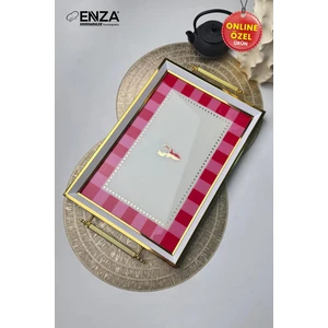 Modern Pembe Çay Kahve Kahvaltılık ve Sunum Tepsisi