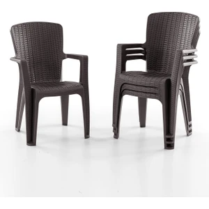 Side 4'lü Rattan Sandalye Kahve