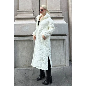 Mad Girls Ekru Uzun Şişme Mont MG1303