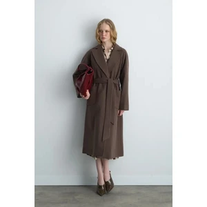 Klasik Yün Manto - Kahverengi