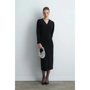 Jarse Midi Elbise - Siyah