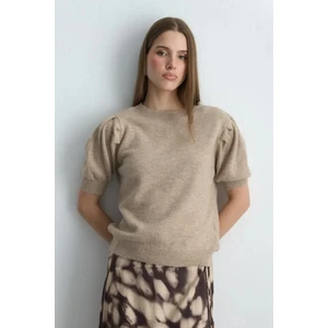 Kolu Büzgülü Triko - Bej