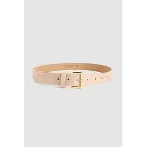 Kare Tokalı Suni Süet Kemer - Bej