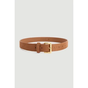 Kare Tokalı Suni Süet Kemer - Taba