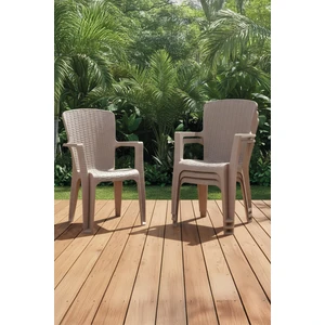 Side 4'lü Rattan Sandalye Cappuccino