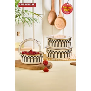 Prime Cream 3'lü Emaye Saklama Kabı