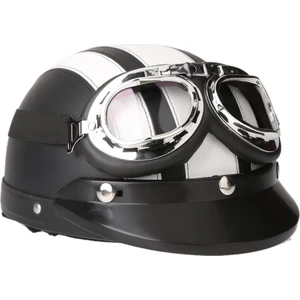 Gözlüklü Motosiklet Kaskı - Beyaz (Yurt Dışından)