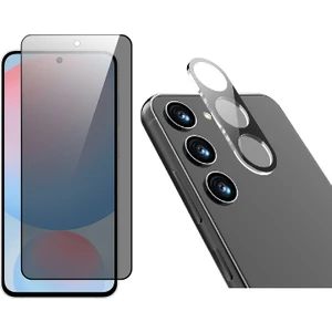 Samsung Galaxy S24 FE Uyumlu Privacy Hayalet Cam Ekran Koruyucu + 3D Kamera Lens Koruyucu