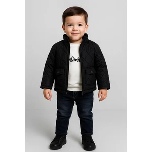 Erkek Çocuk 3 Parça Şişme Montlu Jean Pantolon ve Baskılı Tişört Takım 3617S