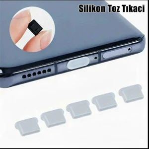 Emre Bilişim Tüm Type-C Telefonlara Uyumlu Toz ve Kir Önleyici Şarj Soketi Koruyucu Tıpa Slikon 5 Adet Beyaz