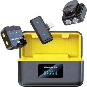 Q09 Iphone ve Type-C Uyumlu Kablosuz Yaka Mikrofonu Göstergeli LED Şarj Kutulu Gürültü Azaltma