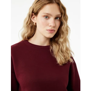 Üç Iplik Şardonlu Uzun Kollu Bisiklet Yaka Basic Sweatshirt