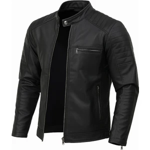 Mero Life Erkek Siyah Dar Kesim Yeni Sezon Deri Ceket Mont