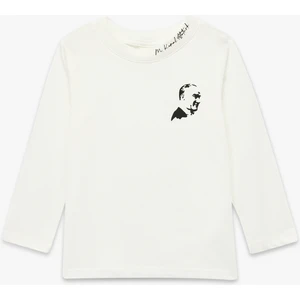 Pamuklu Uzun Kollu Bisiklet Yaka Atatürk Baskılı Tişört