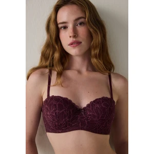 Bordo Affordable Lotus Balenli Dolgusuz Toparlayıcı Straplez Sütyen