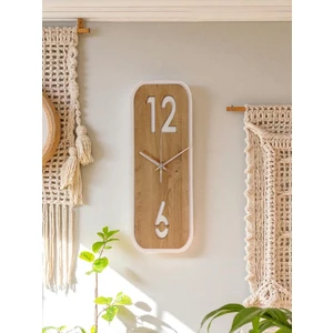 Dekoratif Ahşap Görünümlü Dikdörtgen Duvar Saati 40×15 cm – Sessiz Mekanizma, Modern Minimalist Tasarım