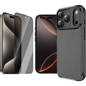 iPhone 17 Pro Max Kılıf Zore Negro Silikon Kapak + Privacy Hayalet Cam Ekran Koruyucu