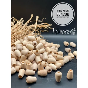 10 mm Damla Oval Ahşap Boncuk (50 Gram 83 Adet) Delik Çapı 4 mm Makrome Çanta Takı Tasarım