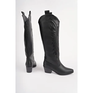 Rodeo Dikiş Detaylı Kalın Topuklu Kovboy Kadın Çizme