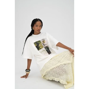Lime Oversize Beyaz T-Shirt