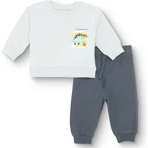 Hellobaby Erkek Bebek Eşofman Takımı Şardonlu Bisiklet Yaka Uzun Kol Ribanalı Paça