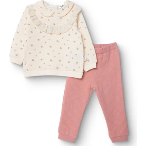 Kız Bebek Cutie Bluz-Pantolon Kapitone Örme Bebe Yaka Uzun Kol Lastikli Paça