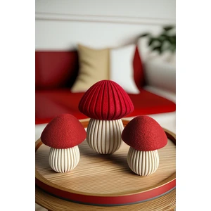 Dekoratif Mantar Biblo Seti, 3lü Sonbahar Temalı Raf Dekorasyon Objesi, Işık Dahil Değil