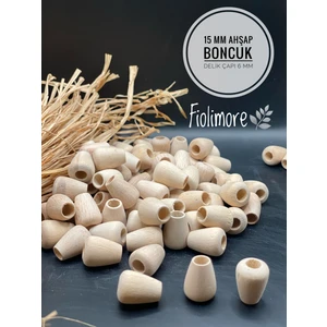 15 mm Damla Oval Ahşap Boncuk (50 Gram 47 Adet) Delik Çapı 6 mm Makrome Çanta Takı Tasarım