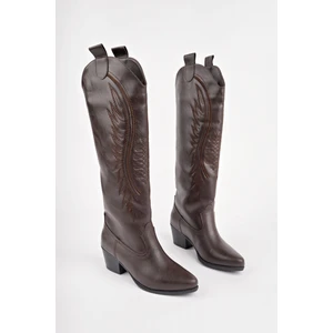 Rodeo Dikiş Detaylı Kalın Topuklu Kovboy Kadın Çizme