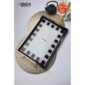 Modern Siyah Çay Kahve Kahvaltılık ve Sunum Tepsisi