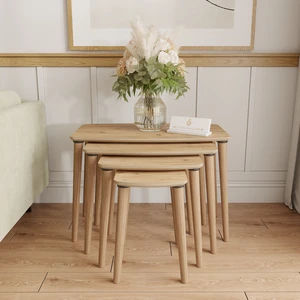 Arvia Atlantik Çam Modern 4'lü Zigon Sehpa Takımı