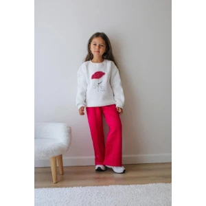 Kız Çocuk Taşlı 3 Iplik Şardonlu Eşofman Takımı