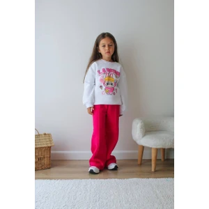 Kız Çocuk Labubu Modelli 3 Iplik Şardonlu Eşofman Takımı