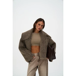 Orven Geniş Yaka Kısa Kahve Ceket