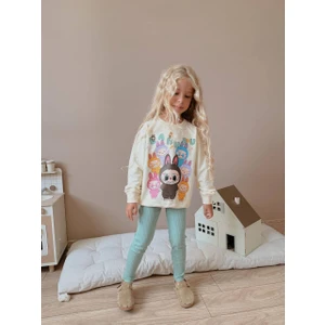 Kız Çocuk Labubu Modelli Taytlı Takım